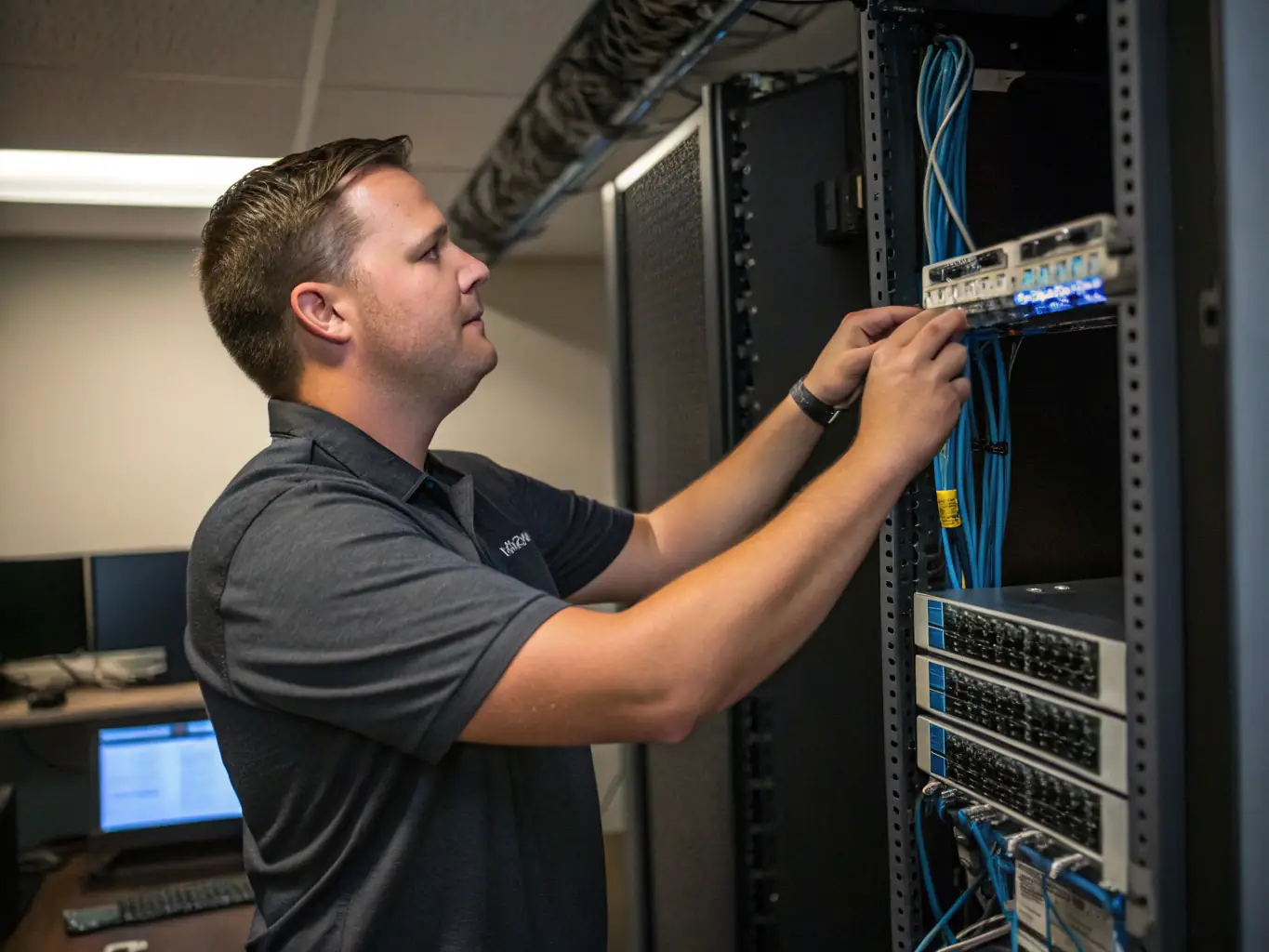An IT consultant is analyzing a company's network infrastructure, identifying bottlenecks and recommending improvements for enhanced performance.